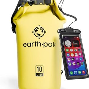 Earth Pak Waterproof Dry Bag - Roll Top Waterproof Backpack Sack Keeps Gear Dry for Kayak with Waterproof Phone Case